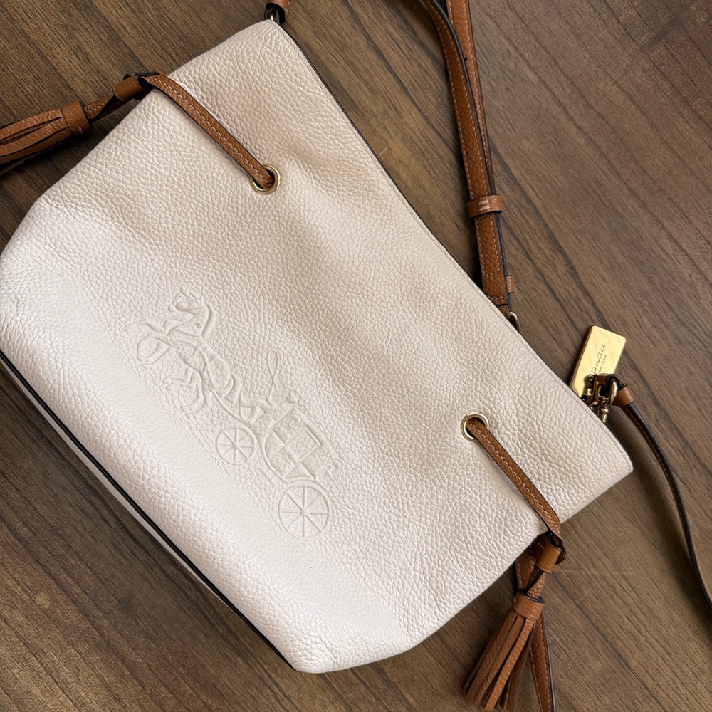 Coach Cream and Tan Crossbody Bag